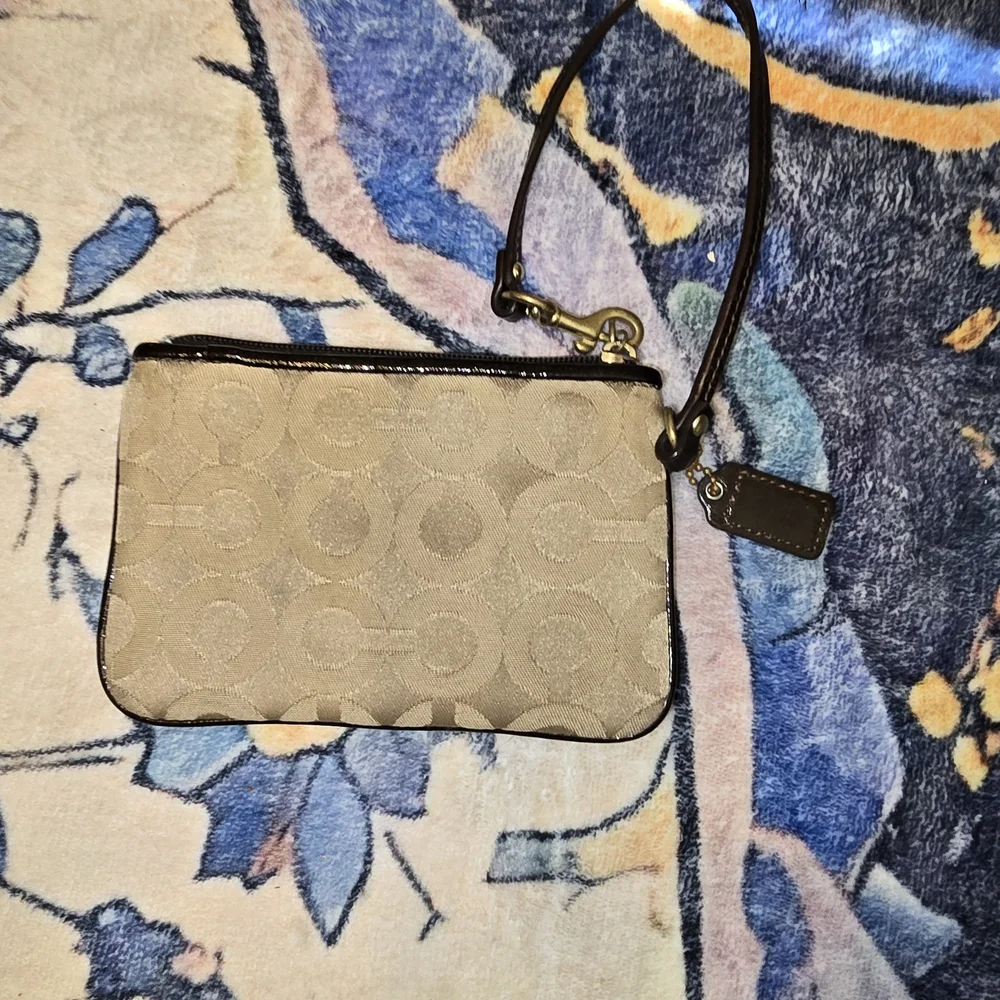 Coach Beige and Brown Madison Wristlet